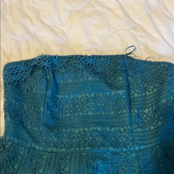 Teal Strapless Eyelet Jumpsuit - Picture 2 of 5